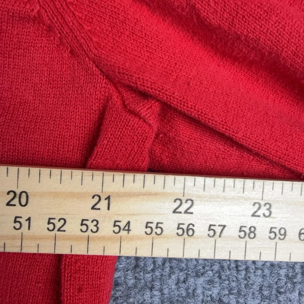 Tommy Hilfiger Sweater Mens Large Red V Neck Flag Logo Cotton Knit Pullover